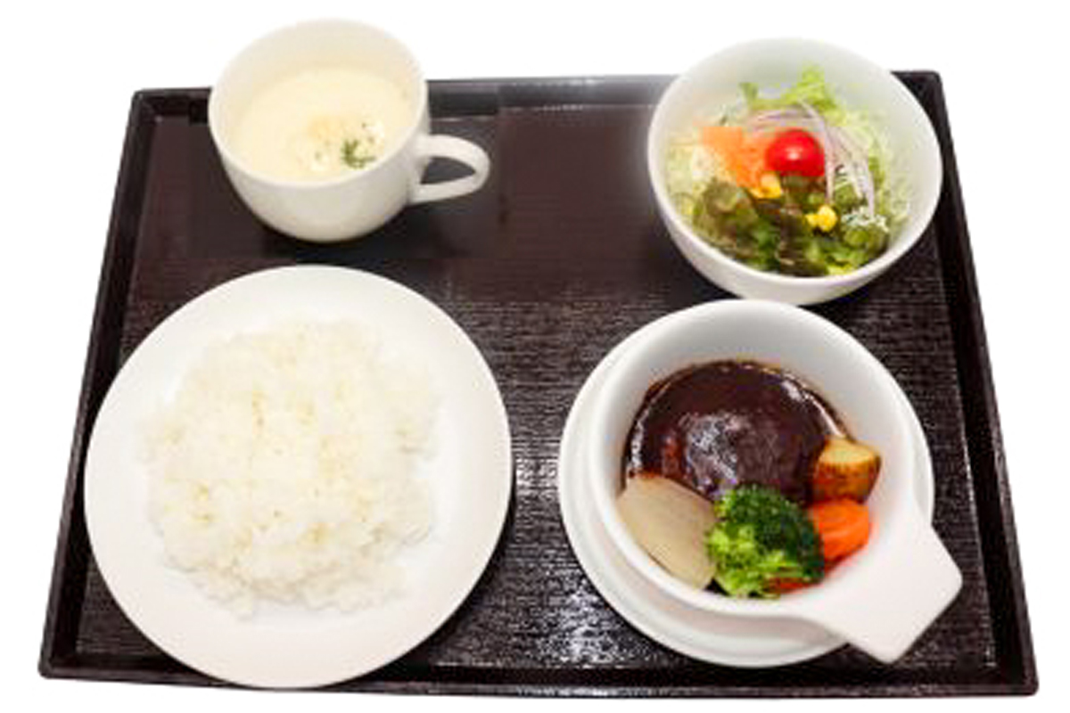 邨井清隆シェフ特製黒毛和牛ハンバーグセット（ライス・スープ・サラダ）