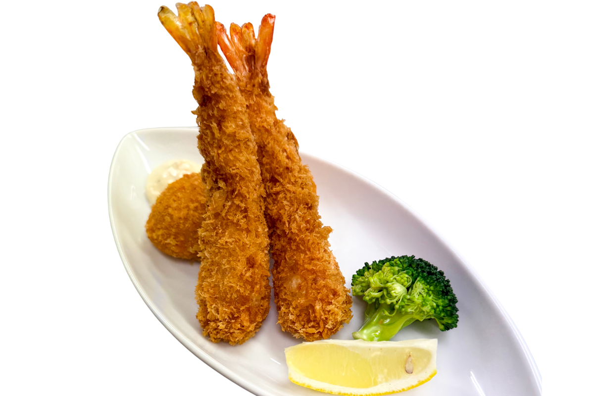 サイドメニューの大エビフライ２本とカニクリームコロッケ